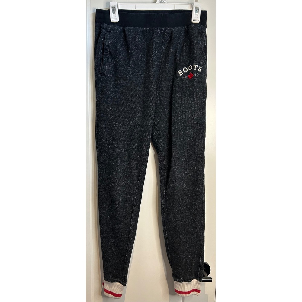 Roots Cabin Women Salt and Pepper Jogger Sweatpants Charcoal Gray Small S/P